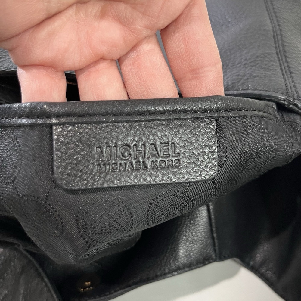 Y2K Michael Kors Fulton Black Pebbled Leather Large Hobo Shoulder Bag Buttery - Picture 5 of 9